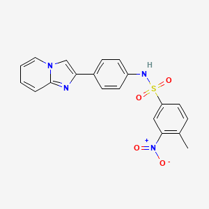 molecular formula C20H16N4O4S B2846471 N-(4-Imidazo[1,2-a]pyridin-2-yl-phenyl)-4-methyl-3-nitro-benzenesulfonamide CAS No. 332384-05-1
