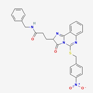 molecular formula C27H23N5O4S B2846474 N-benzyl-3-(5-{[(4-nitrophenyl)methyl]sulfanyl}-3-oxo-2H,3H-imidazo[1,2-c]quinazolin-2-yl)propanamide CAS No. 1028072-17-4
