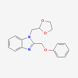 molecular formula C18H18N2O3 B2846478 1-((1,3-dioxolan-2-yl)methyl)-2-(phenoxymethyl)-1H-benzo[d]imidazole CAS No. 1147228-76-9