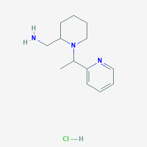 (1-(1-(Pyridin-2-yl)ethyl)piperidin-2-yl)methanamine hydrochloride