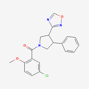 molecular formula C20H18ClN3O3 B2846487 (3-(1,2,4-Oxadiazol-3-yl)-4-phenylpyrrolidin-1-yl)(5-chloro-2-methoxyphenyl)methanone CAS No. 2034374-18-8