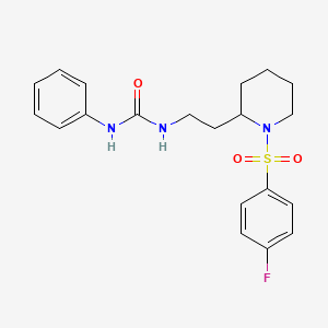 molecular formula C20H24FN3O3S B2846497 1-(2-(1-((4-Fluorophenyl)sulfonyl)piperidin-2-yl)ethyl)-3-phenylurea CAS No. 898449-91-7