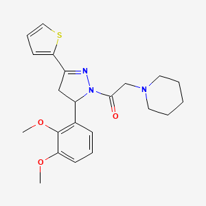 1-(5-(2,3-dimethoxyphenyl)-3-(thiophen-2-yl)-4,5-dihydro-1H-pyrazol-1-yl)-2-(piperidin-1-yl)ethanone