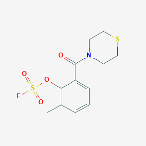 molecular formula C12H14FNO4S2 B2846505 4-(2-Fluorosulfonyloxy-3-methylbenzoyl)thiomorpholine CAS No. 2411286-06-9
