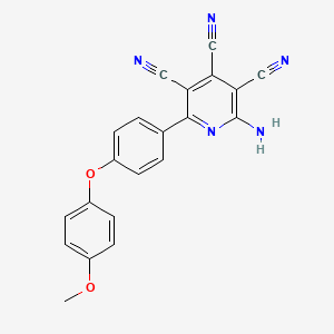 molecular formula C21H13N5O2 B2846516 2-Amino-6-[4-(4-methoxyphenoxy)phenyl]pyridine-3,4,5-tricarbonitrile CAS No. 478081-45-7