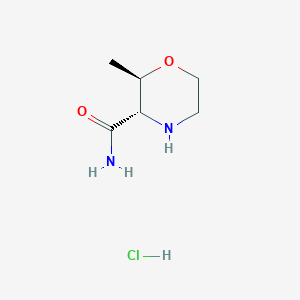 molecular formula C6H13ClN2O2 B2846519 (2R,3S)-2-methylmorpholine-3-carboxamide hydrochloride CAS No. 1820580-38-8