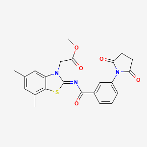 (Z)-methyl 2-(2-((3-(2,5-dioxopyrrolidin-1-yl)benzoyl)imino)-5,7-dimethylbenzo[d]thiazol-3(2H)-yl)acetate