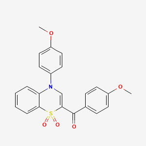 molecular formula C23H19NO5S B2846523 (4-methoxyphenyl)[4-(4-methoxyphenyl)-1,1-dioxido-4H-1,4-benzothiazin-2-yl]methanone CAS No. 1114653-10-9