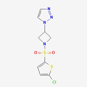 molecular formula C9H9ClN4O2S2 B2846524 1-(1-((5-chlorothiophen-2-yl)sulfonyl)azetidin-3-yl)-1H-1,2,3-triazole CAS No. 2034491-45-5