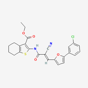 molecular formula C25H21ClN2O4S B2846527 ethyl 2-{3-[5-(3-chlorophenyl)furan-2-yl]-2-cyanoprop-2-enamido}-4,5,6,7-tetrahydro-1-benzothiophene-3-carboxylate CAS No. 301312-38-9
