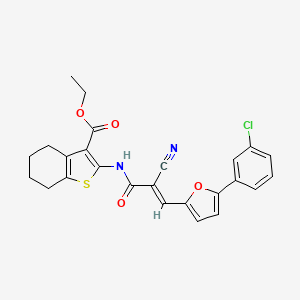 molecular formula C25H21ClN2O4S B2846527 ethyl 2-[[(E)-3-[5-(3-chlorophenyl)furan-2-yl]-2-cyanoprop-2-enoyl]amino]-4,5,6,7-tetrahydro-1-benzothiophene-3-carboxylate CAS No. 301312-38-9