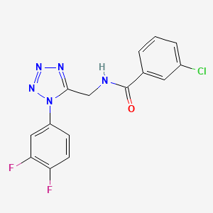 molecular formula C15H10ClF2N5O B2846536 3-氯-N-((1-(3,4-二氟苯基)-1H-四唑-5-基)甲基)苯甲酰胺 CAS No. 1005292-79-4