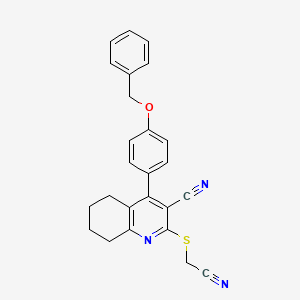 molecular formula C25H21N3OS B2846540 4-(4-(Benzyloxy)phenyl)-2-((cyanomethyl)thio)-5,6,7,8-tetrahydroquinoline-3-carbonitrile CAS No. 391228-40-3