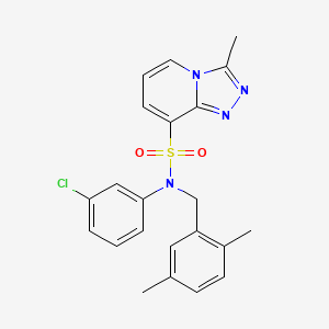 molecular formula C22H21ClN4O2S B2846541 N-(3-chlorophenyl)-N-[(2,5-dimethylphenyl)methyl]-3-methyl-[1,2,4]triazolo[4,3-a]pyridine-8-sulfonamide CAS No. 1251571-47-7