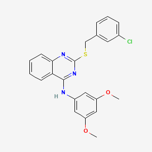 molecular formula C23H20ClN3O2S B2846549 2-[(3-chlorophenyl)methylsulfanyl]-N-(3,5-dimethoxyphenyl)quinazolin-4-amine CAS No. 688356-28-7