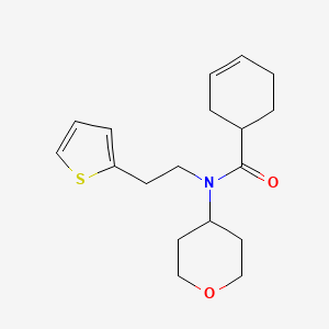 molecular formula C18H25NO2S B2846550 N-(tetrahydro-2H-pyran-4-yl)-N-(2-(thiophen-2-yl)ethyl)cyclohex-3-enecarboxamide CAS No. 1795295-83-8