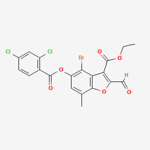 molecular formula C20H13BrCl2O6 B2846553 Ethyl 4-bromo-5-((2,4-dichlorobenzoyl)oxy)-2-formyl-7-methylbenzofuran-3-carboxylate CAS No. 324538-93-4