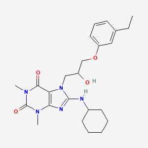 molecular formula C24H33N5O4 B2846554 8-(cyclohexylamino)-7-(3-(3-ethylphenoxy)-2-hydroxypropyl)-1,3-dimethyl-1H-purine-2,6(3H,7H)-dione CAS No. 941873-41-2