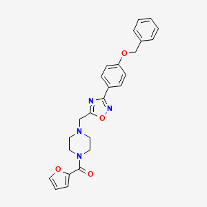 molecular formula C25H24N4O4 B2846556 (4-((3-(4-(Benzyloxy)phenyl)-1,2,4-oxadiazol-5-yl)methyl)piperazin-1-yl)(furan-2-yl)methanone CAS No. 1252851-68-5