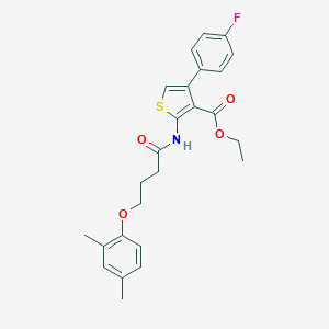 molecular formula C25H26FNO4S B284656 Ethyl 2-{[4-(2,4-dimethylphenoxy)butanoyl]amino}-4-(4-fluorophenyl)-3-thiophenecarboxylate 