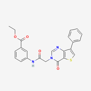 molecular formula C23H19N3O4S B2846565 ethyl 3-(2-{4-oxo-7-phenyl-3H,4H-thieno[3,2-d]pyrimidin-3-yl}acetamido)benzoate CAS No. 1105236-00-7