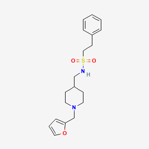 molecular formula C19H26N2O3S B2846575 N-((1-(furan-2-ylmethyl)piperidin-4-yl)methyl)-2-phenylethanesulfonamide CAS No. 953204-52-9