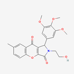 molecular formula C23H23NO7 B2846598 2-(2-Hydroxyethyl)-7-methyl-1-(3,4,5-trimethoxyphenyl)-1,2-dihydrochromeno[2,3-c]pyrrole-3,9-dione CAS No. 862192-70-9
