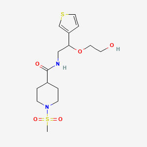 B2846602 N-(2-(2-hydroxyethoxy)-2-(thiophen-3-yl)ethyl)-1-(methylsulfonyl)piperidine-4-carboxamide CAS No. 2034366-01-1