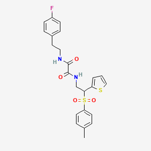 molecular formula C23H23FN2O4S2 B2846616 N'-[2-(4-fluorophenyl)ethyl]-N-[2-(4-methylbenzenesulfonyl)-2-(thiophen-2-yl)ethyl]ethanediamide CAS No. 896341-34-7
