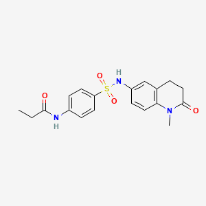 molecular formula C19H21N3O4S B2846617 N-(4-(N-(1-methyl-2-oxo-1,2,3,4-tetrahydroquinolin-6-yl)sulfamoyl)phenyl)propionamide CAS No. 922058-79-5