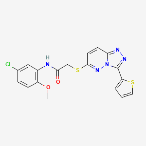 molecular formula C18H14ClN5O2S2 B2846626 N-(5-chloro-2-methoxyphenyl)-2-((3-(thiophen-2-yl)-[1,2,4]triazolo[4,3-b]pyridazin-6-yl)thio)acetamide CAS No. 868966-57-8