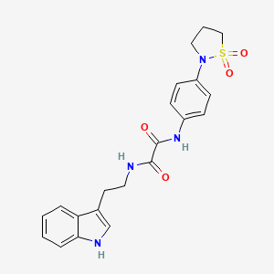 molecular formula C21H22N4O4S B2846628 N1-(2-(1H-indol-3-yl)ethyl)-N2-(4-(1,1-dioxidoisothiazolidin-2-yl)phenyl)oxalamide CAS No. 1105205-87-5