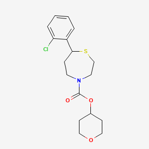 molecular formula C17H22ClNO3S B2846630 oxan-4-yl 7-(2-chlorophenyl)-1,4-thiazepane-4-carboxylate CAS No. 1797093-41-4