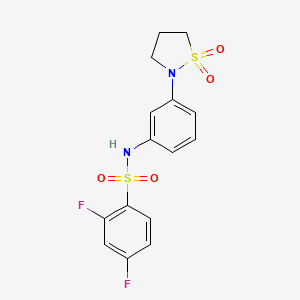 molecular formula C15H14F2N2O4S2 B2846689 N-(3-(1,1-dioxidoisothiazolidin-2-yl)phenyl)-2,4-difluorobenzenesulfonamide CAS No. 941899-41-8