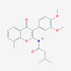 N-[3-(3,4-dimethoxyphenyl)-8-methyl-4-oxo-4H-chromen-2-yl]-3-methylbutanamide