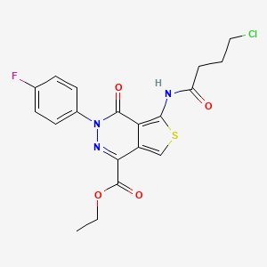 molecular formula C19H17ClFN3O4S B2846705 ethyl 5-(4-chlorobutanamido)-3-(4-fluorophenyl)-4-oxo-3H,4H-thieno[3,4-d]pyridazine-1-carboxylate CAS No. 851949-04-7