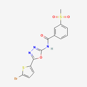 molecular formula C14H10BrN3O4S2 B2846769 N-(5-(5-bromothiophen-2-yl)-1,3,4-oxadiazol-2-yl)-3-(methylsulfonyl)benzamide CAS No. 1021036-40-7
