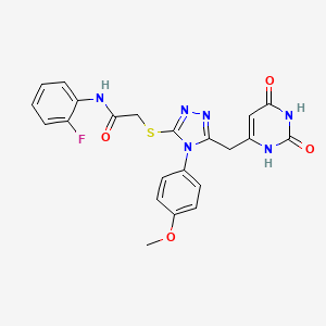2-[[5-[(2,4-dioxo-1H-pyrimidin-6-yl)methyl]-4-(4-methoxyphenyl)-1,2,4-triazol-3-yl]sulfanyl]-N-(2-fluorophenyl)acetamide