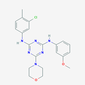 molecular formula C21H23ClN6O2 B2846829 N2-(3-chloro-4-methylphenyl)-N4-(3-methoxyphenyl)-6-morpholino-1,3,5-triazine-2,4-diamine CAS No. 898648-17-4