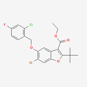 Ethyl 6-bromo-2-tert-butyl-5-[(2-chloro-4-fluorophenyl)methoxy]-1-benzofuran-3-carboxylate
