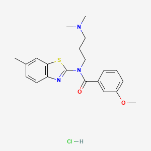 molecular formula C21H26ClN3O2S B2846864 N-(3-(dimethylamino)propyl)-3-methoxy-N-(6-methylbenzo[d]thiazol-2-yl)benzamide hydrochloride CAS No. 1216695-57-6