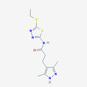 molecular formula C12H17N5OS2 B2846870 3-(3,5-dimethyl-1H-pyrazol-4-yl)-N-(5-(ethylthio)-1,3,4-thiadiazol-2-yl)propanamide CAS No. 1286695-14-4