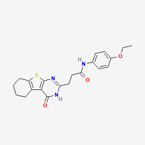 molecular formula C21H23N3O3S B2846880 N-(4-ethoxyphenyl)-3-(4-oxo-3,4,5,6,7,8-hexahydro[1]benzothieno[2,3-d]pyrimidin-2-yl)propanamide CAS No. 460332-75-6
