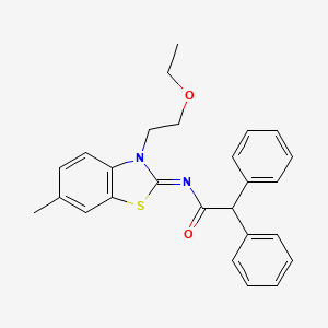 molecular formula C26H26N2O2S B2846889 N-[(2Z)-3-(2-ethoxyethyl)-6-methyl-2,3-dihydro-1,3-benzothiazol-2-ylidene]-2,2-diphenylacetamide CAS No. 865162-14-7