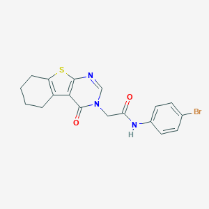 molecular formula C18H16BrN3O2S B284690 N-(4-bromophenyl)-2-(4-oxo-5,6,7,8-tetrahydro[1]benzothieno[2,3-d]pyrimidin-3(4H)-yl)acetamide 