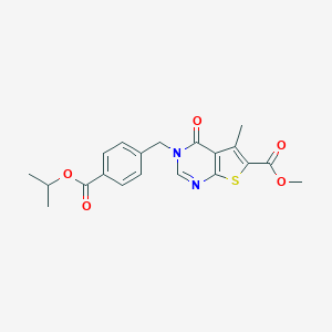 molecular formula C20H20N2O5S B284693 Methyl 3-[4-(isopropoxycarbonyl)benzyl]-5-methyl-4-oxo-3,4-dihydrothieno[2,3-d]pyrimidine-6-carboxylate 