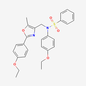 molecular formula C27H28N2O5S B2846930 N-(4-ethoxyphenyl)-N-{[2-(4-ethoxyphenyl)-5-methyl-1,3-oxazol-4-yl]methyl}benzenesulfonamide CAS No. 1251656-99-1