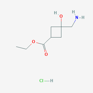 Ethyl 3-(aminomethyl)-3-hydroxycyclobutane-1-carboxylate;hydrochloride