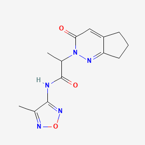 molecular formula C13H15N5O3 B2846973 N-(4-methyl-1,2,5-oxadiazol-3-yl)-2-(3-oxo-3,5,6,7-tetrahydro-2H-cyclopenta[c]pyridazin-2-yl)propanamide CAS No. 2097899-37-9