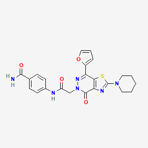 4-(2-(7-(furan-2-yl)-4-oxo-2-(piperidin-1-yl)thiazolo[4,5-d]pyridazin-5(4H)-yl)acetamido)benzamide